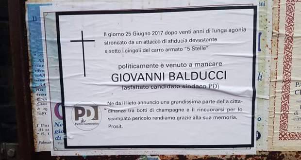Manifesti Listati A Lutto Per La Sconfitta Di Giovanni Balducci Fabriano Centropagina Cronaca E Attualita Dalle Marche