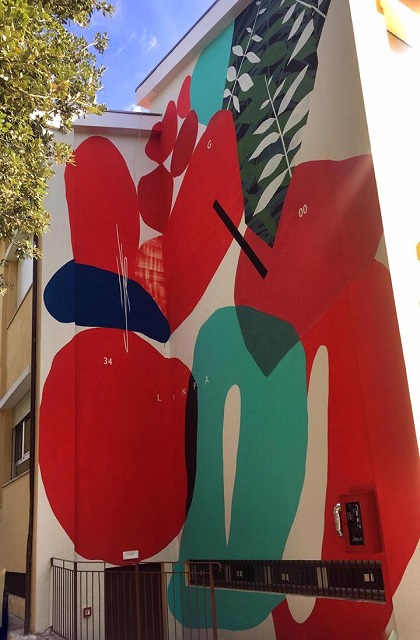 Il murale di Giulio Vesprini con il quale si è aggiudicato il Premio città di Staffolo 2017