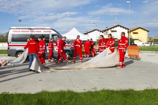 La Croce rossa di Osimo durante l'esercitazione