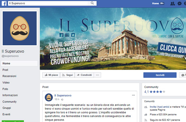La home page su facebook de "Il Superuovo"