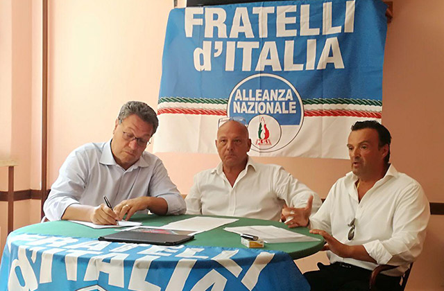 Fratelli d'Italia: da sinistra Carlo Ciccioli, Marcello Liverani e Lorenzo Rabini