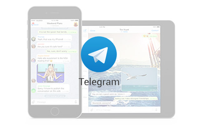 Logo e schermata di Telegram