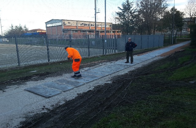 Nuovo percorso Piedibus della "Martiri", siamo nel tratto finale dei lavori