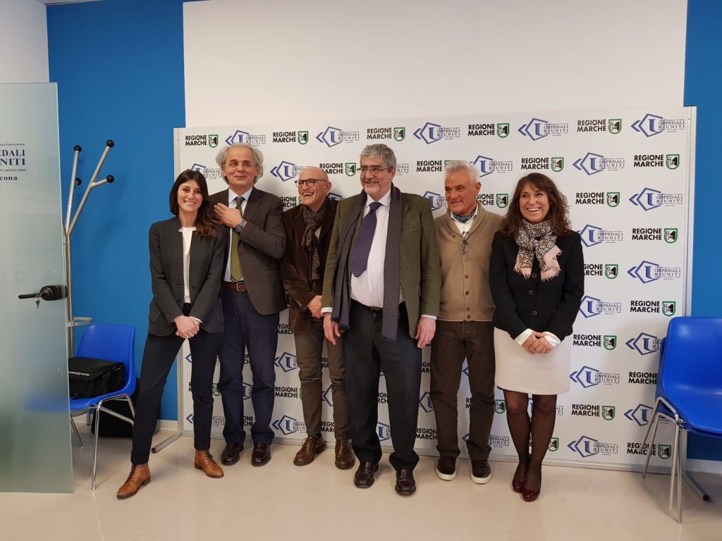 I relatori che hanno partecipato alla conferenza stampa per la nuova tecnica in ambito pneumologico