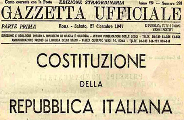 La pubblicazione sulla Gazzetta Ufficiale della Costituzione Italiana (27 dicembre 1947)