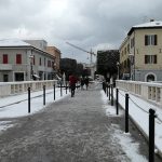 La neve a Senigallia lunedì 26 febbraio 2018: ponte II Giugno e via Carducci
