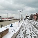 La neve a Senigallia lunedì 26 febbraio 2018: il porto