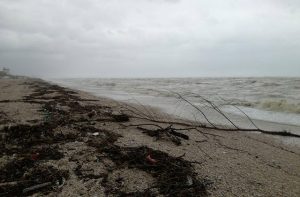 La spiaggia a Marzocca di Senigallia: mareggiate per il maltempo