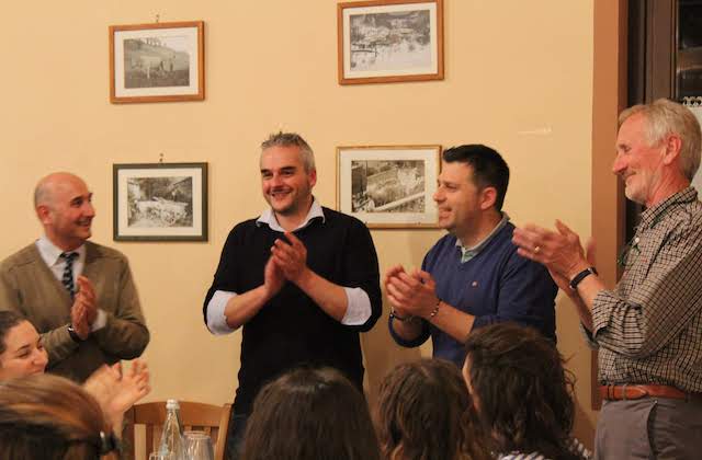 Da sinistra: il direttore sportivo Piero Salari, il sindaco di Fabriano Gabriele Santarelli, il sindaco di Matelica Alessandro Delpriori e il presidente Euro Gatti