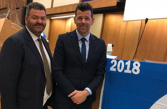Monachesi e Mangialardi alla cerimonia per la bandiera blu d'Europa 2018