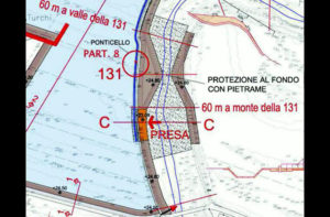 Il progetto delle vasche di espansione in zona Bettolelle: particolare sul restringimento degli argini