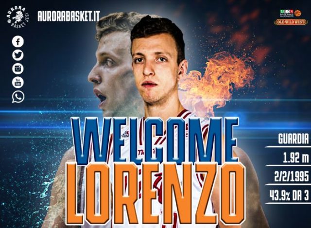 Il benvenuto dell'Aurora Basket a Lorenzo Baldasso