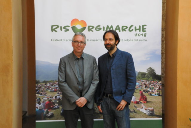 Il Governatore Luca Ceriscioli con l'attore Neri Marcorè