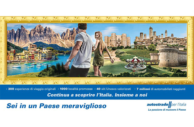 Il pannello di Autostrade per l'Italia in cui compare la Rocca roveresca di Senigallia
