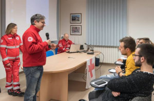 Il presidente del comitato di Senigallia Marco Mazzanti al corso per i nuovi volontari Cri