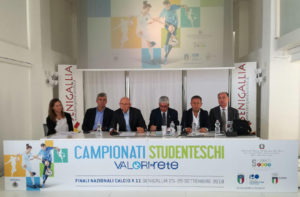 La presentazione della fase finale nazionale dei campionati studenteschi di calcio a 11 che si terrà a Senigallia