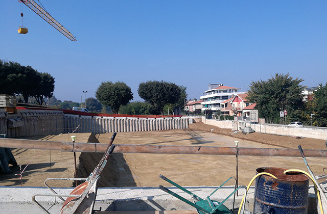 I lavori per il parcheggio in via Cellini, a Senigallia