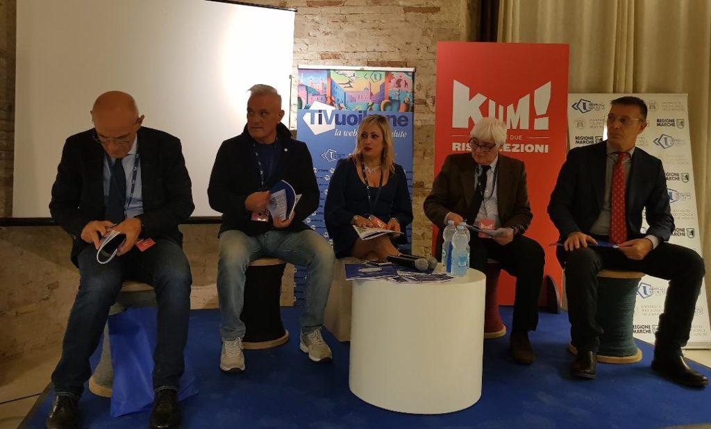 La presentazione dell'iniziativa alla Mole: da sin. Fabrizio Volpini, Michele Caporossi, Rossana Berardi, Franco Elisei e Massimiliano Marinelli