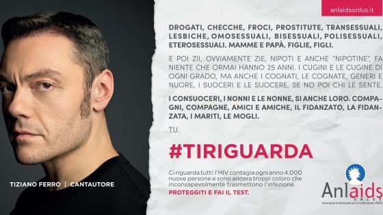 Tiziano Ferro in prima linea per la campagna #TIRIGUARDA promossa da Anlaids
