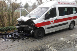 L'incidente a Corinaldo che ha visto coinvolto un mezzo della Croce Rossa di Senigallia