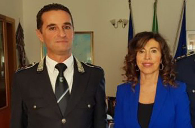 Brunetti-Signorini Falconara Il comandante della polizia locale di Falconara Alberto Brunetti e il sindaco Stefania Signorini