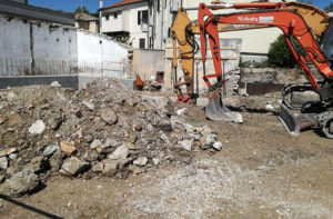 Il cantiere edile all’ex molino Tarsi, tra viale Leopardi e via Baroccio, a Senigallia