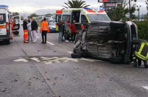 Uno dei due incidenti avvenuti a Montemarciano: i soccorsi