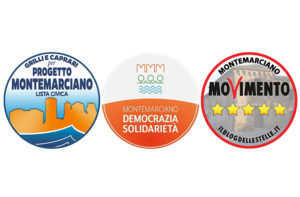 I tre loghi delle liste impegnate nelle elezioni comunali a Montemarciano