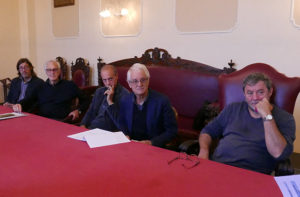Gli architetti e ingegneri del progetto a Marzocca. Da sinistra: Michele Agostinelli, Sergio Agostinelli, Francesco Balducci, Franco Balducci e Stefano Ciacci