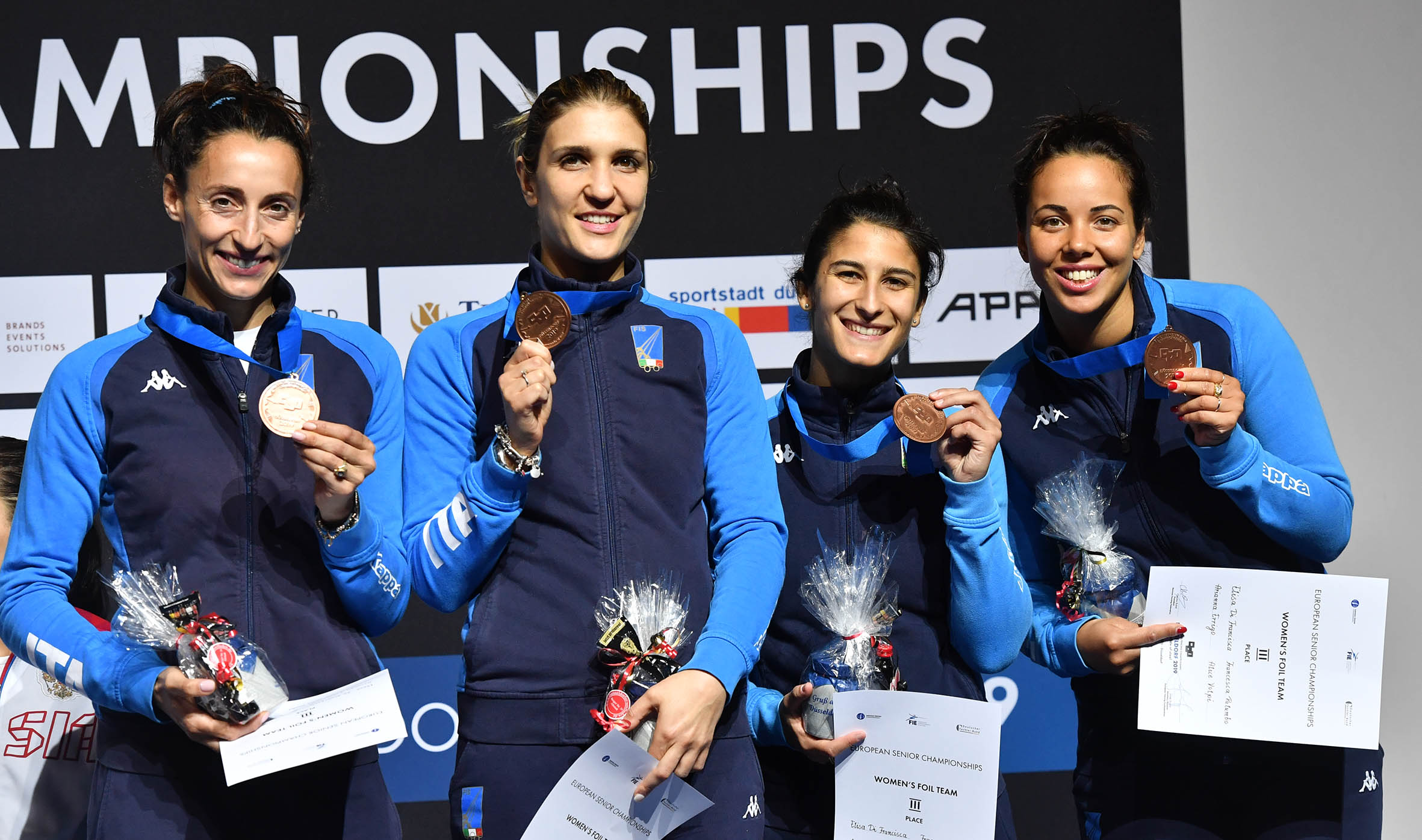 La squadra di Fioretto Femminile, da sin: Elisa Di Francisca, Arianna Errigo, Francesca Palumbo, Alice Volpi (Photo BizziTeam)