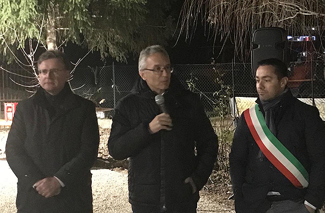 Luca Ceriscioli a Pieve Torina per la consegna di tre appartamenti riparati dopo il sisma 2016