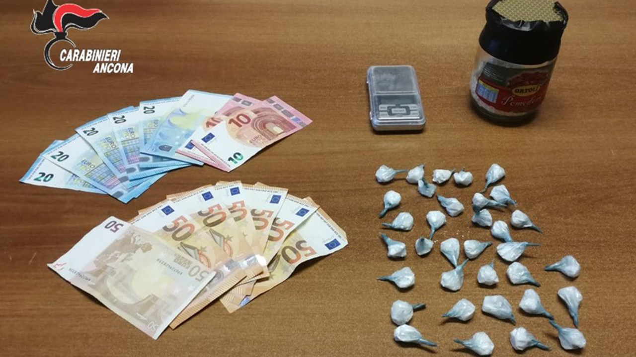 La droga sequestrata all'arrestato di Ostra