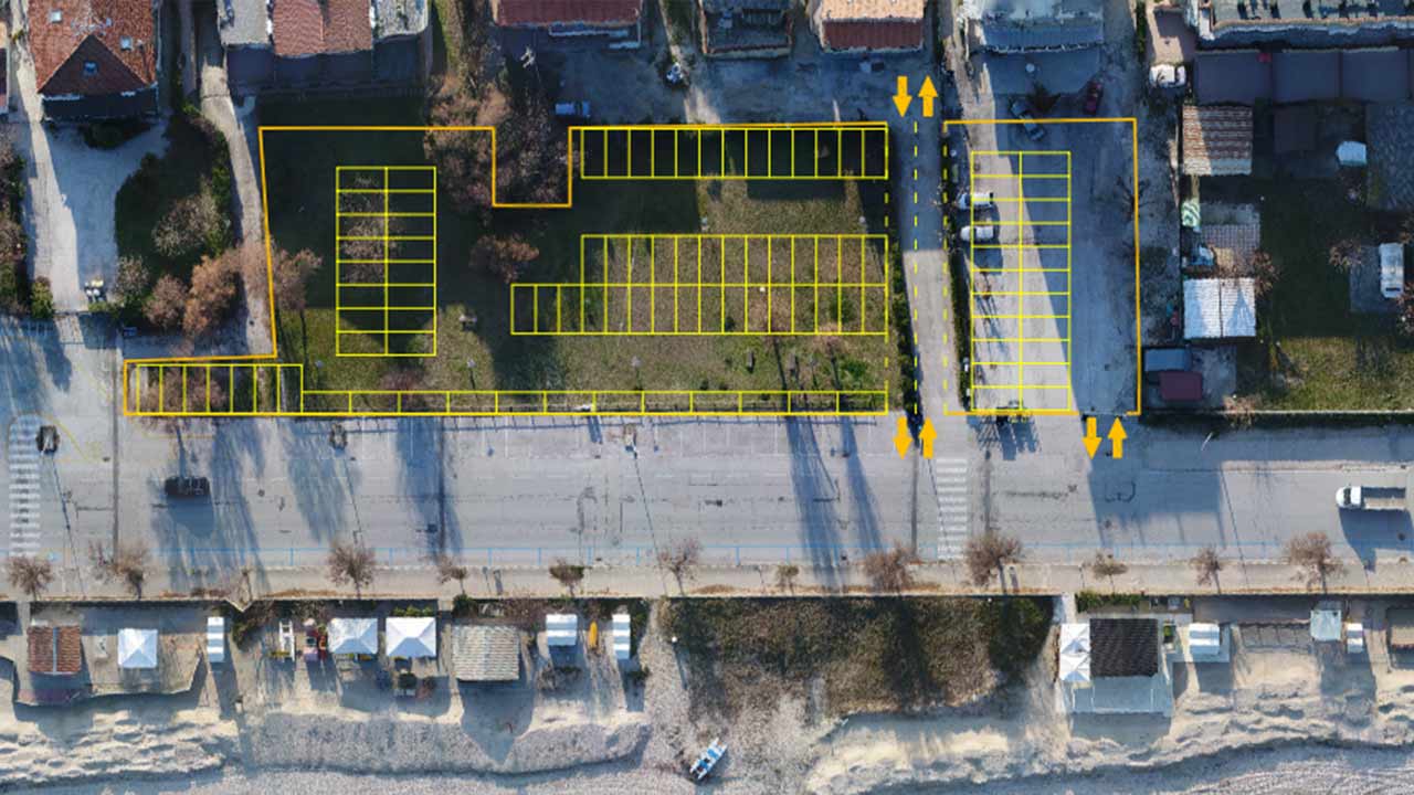 La mappa dei parcheggi nell'area dei giardini sul lungomare Da Vinci, a Senigallia, tra la pensione Lucia e il camping Verde Mare