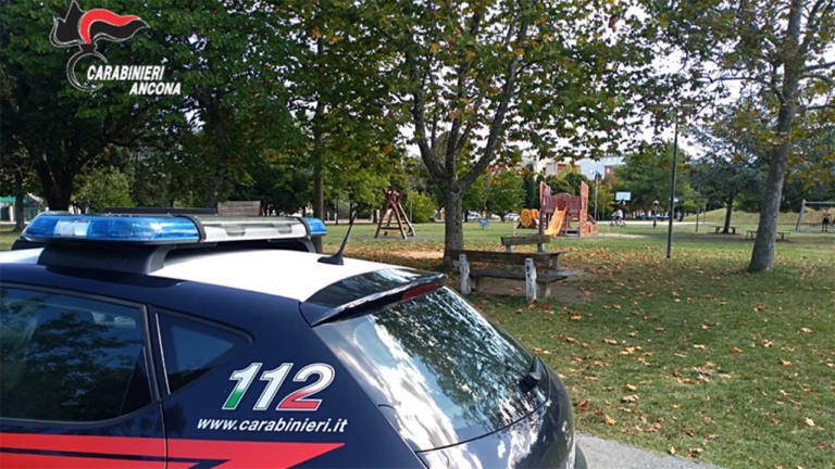 I controlli dei Carabinieri al parco della Pace di Senigallia