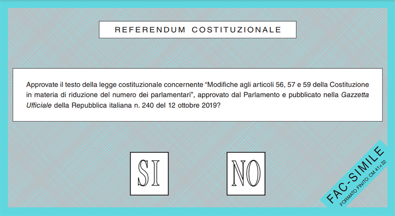 La scheda per il referendum costituzionale 2020 sul numero dei parlamentari