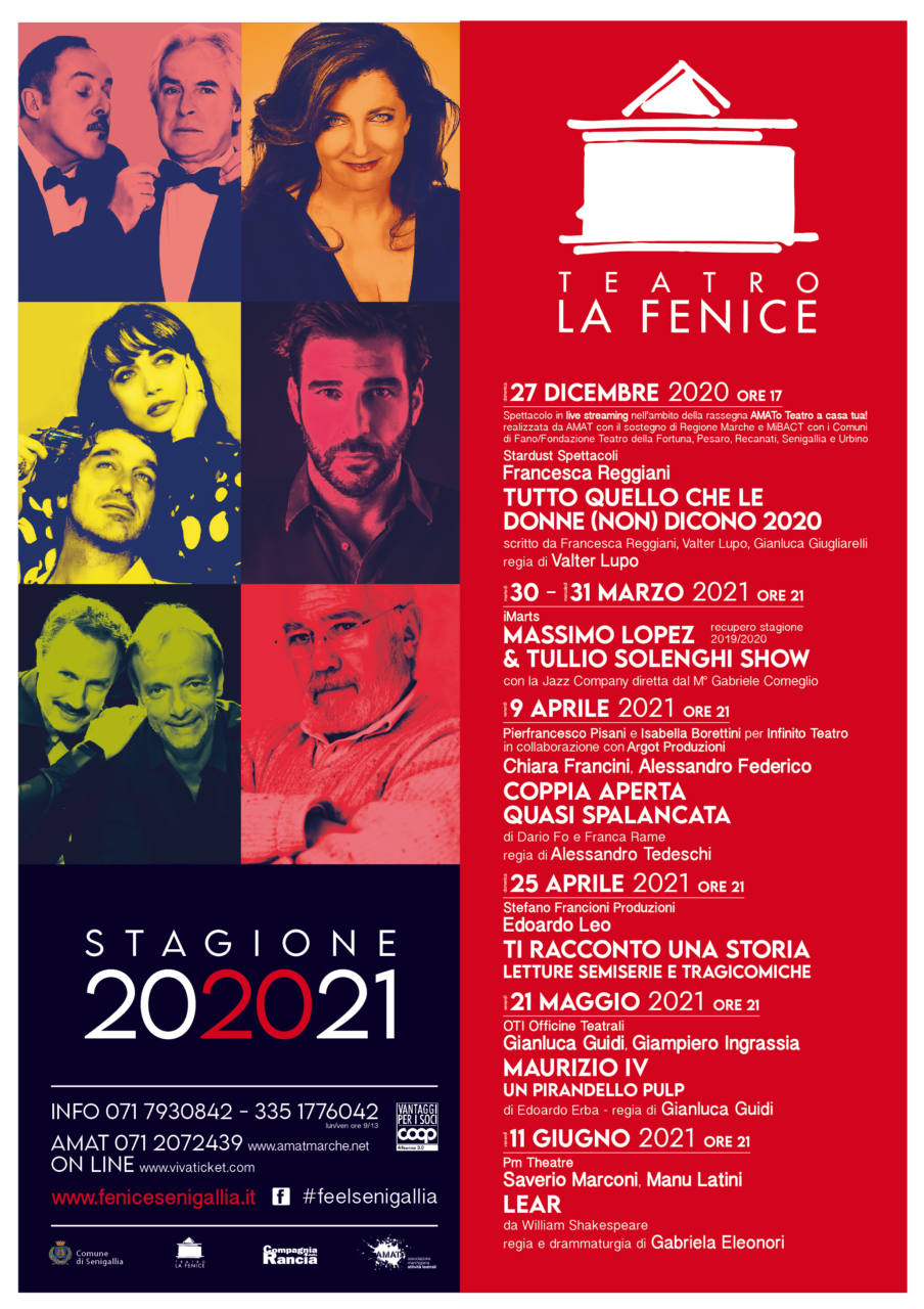 Il cartellone della stagione teatrale 2020-2021 del teatro La Fenice di Senigallia