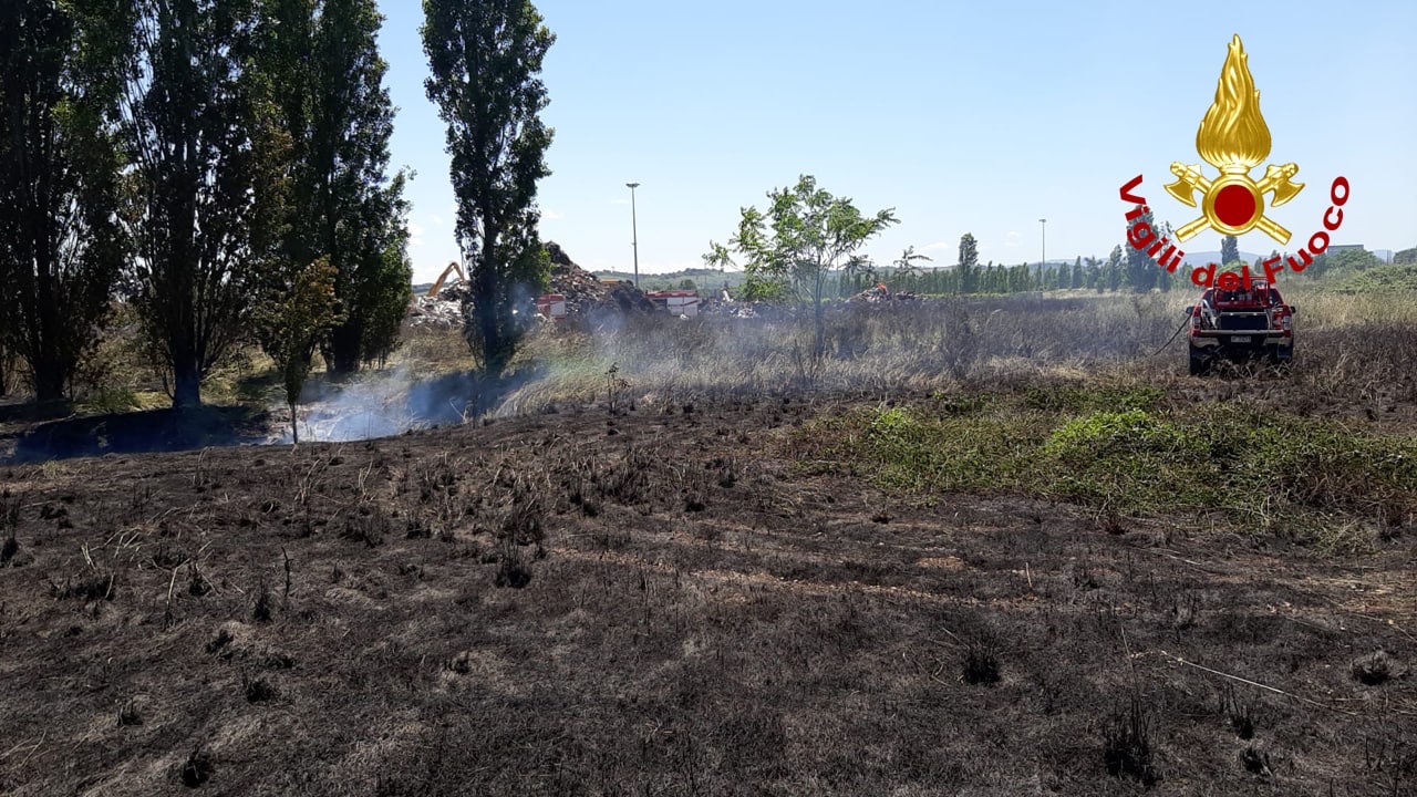 Incendio sterpaglie alla Coppetella di Jesi