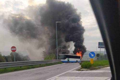 Bus in fiamme all’Aspio di Ancona, nessun ferito. Disagi alla viabilità
