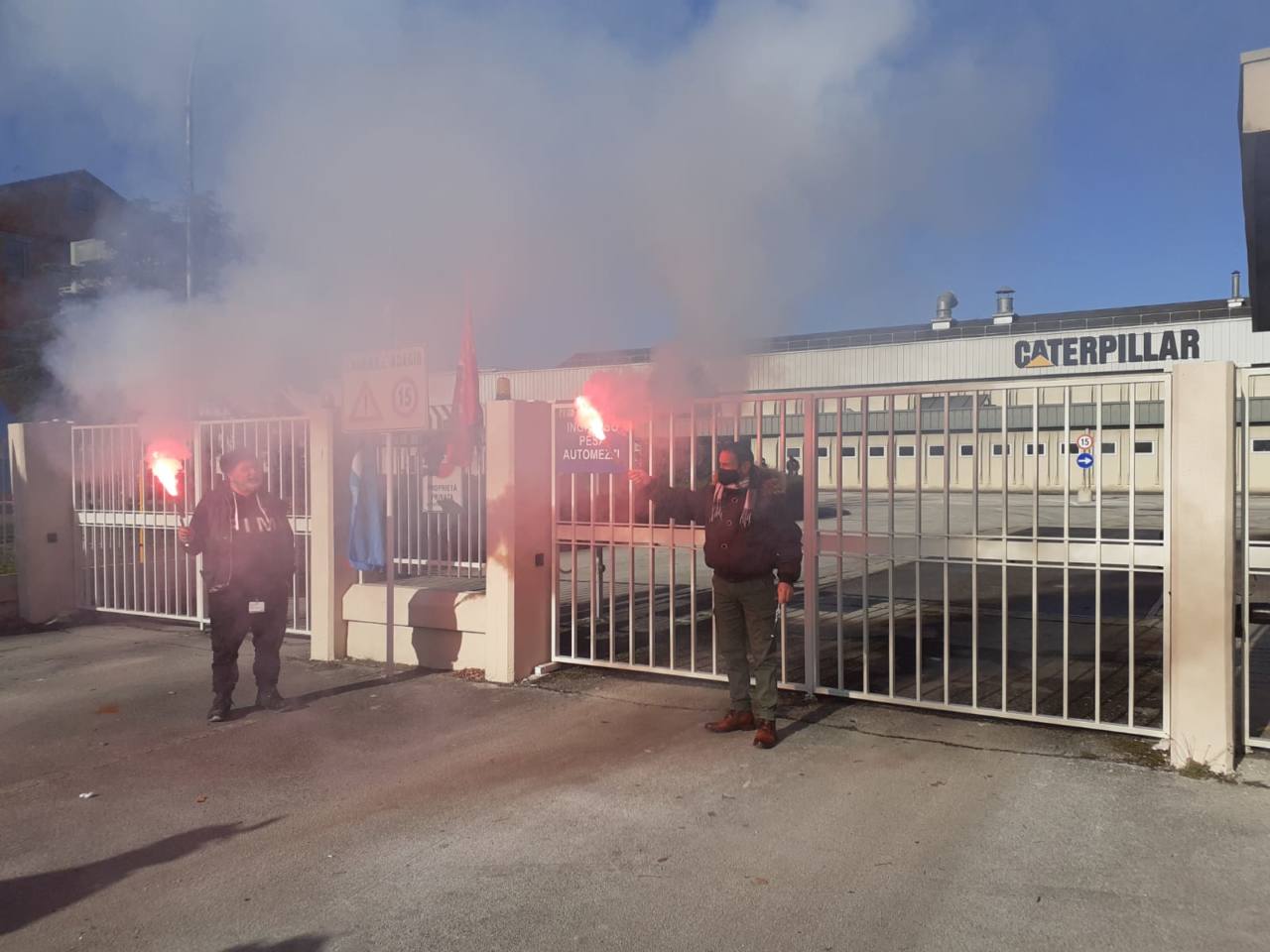 Protesta al sito Caterpillar, immagine d'archivio