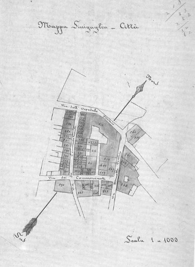 La mappa del ghetto ebraico a Senigallia. Gentile concessione dell'archivio storico Quaglia