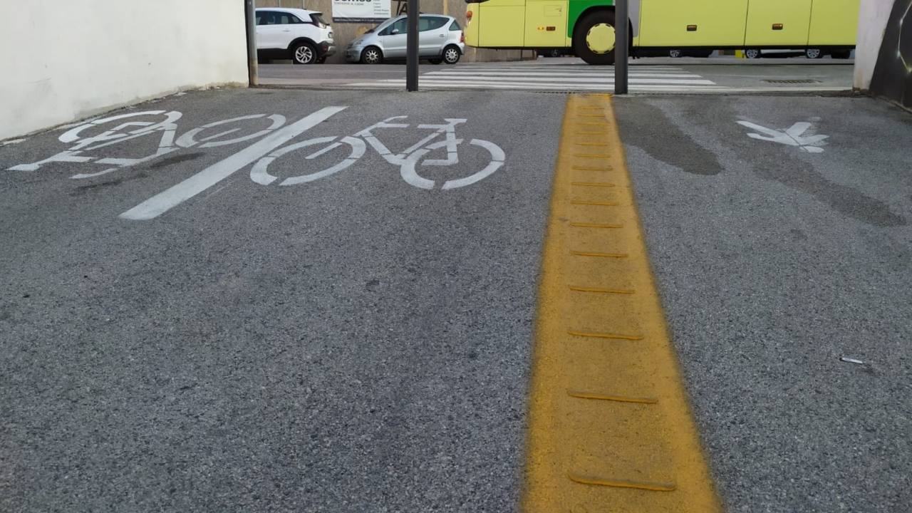 Il percorso della pista ciclopedonale in via Mamiani a Senigallia