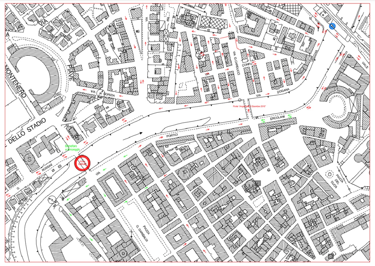 La mappa con le modifiche alla viabilità di Senigallia dopo l'alluvione e la chiusura di ponte Garibaldi