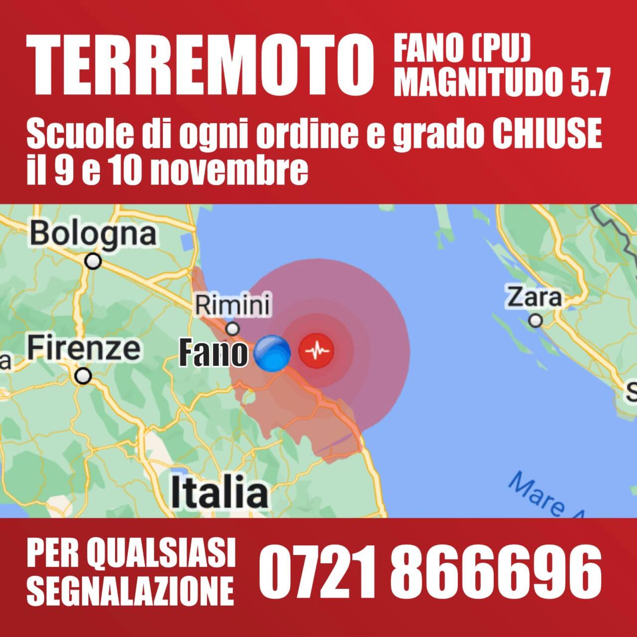 Terremoto, a Fano scuole chiuse anche il 10 novembre.