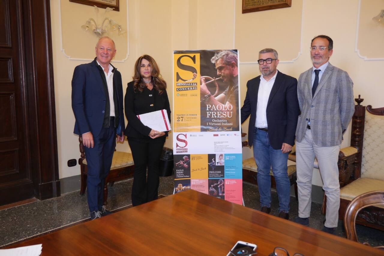 Presentata Senigallia Concerti: da sinistra Federico Mondelci, Antonella Cecere, Massimo Olivetti e Riccardo Pizzi