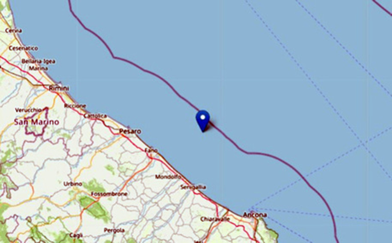 Terremoto: Marche, una scossa 4.3 al largo costa pesarese (INGV)