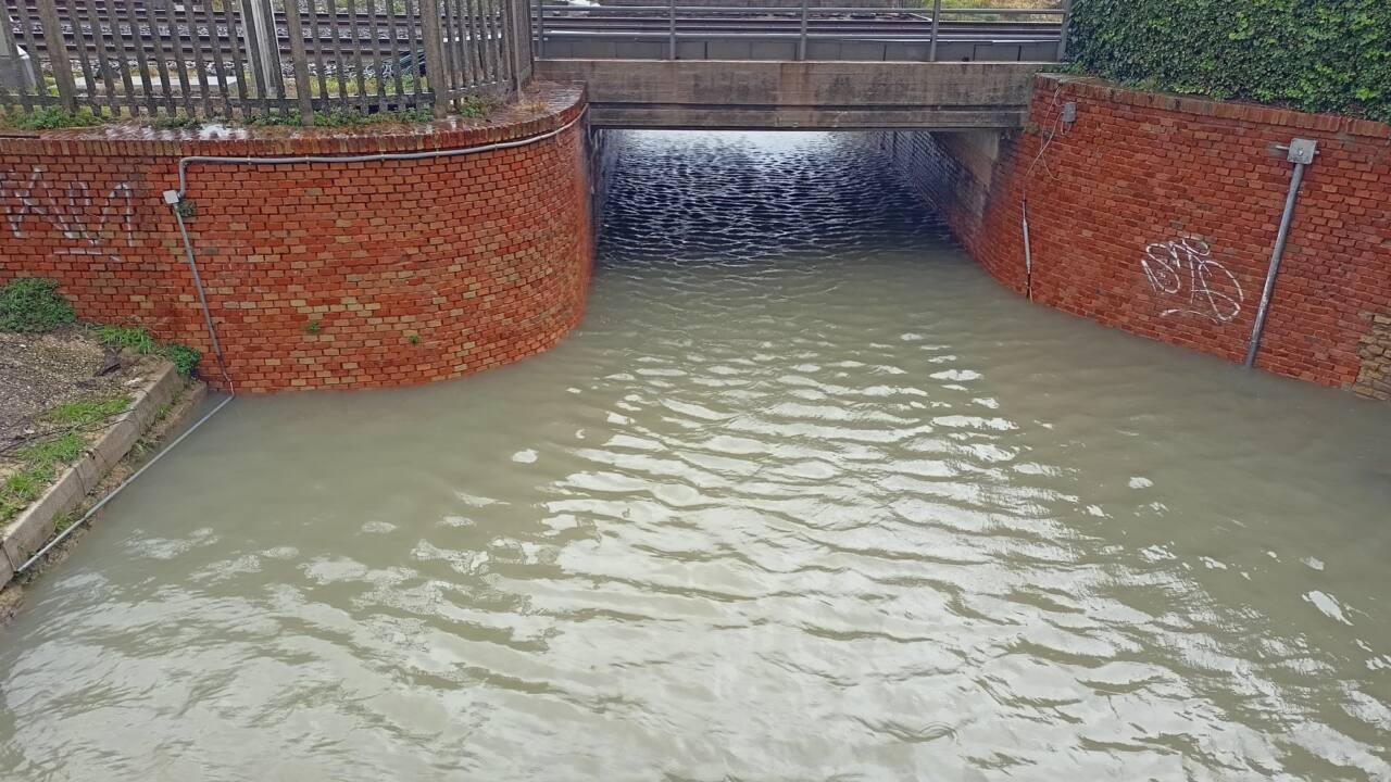 Sottopasso allagato in via Dogana Vecchia, a Senigallia