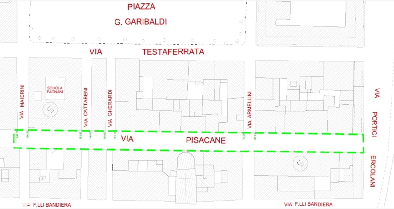 La mappa dei lavori che interesseranno via Pisacane a Senigallia