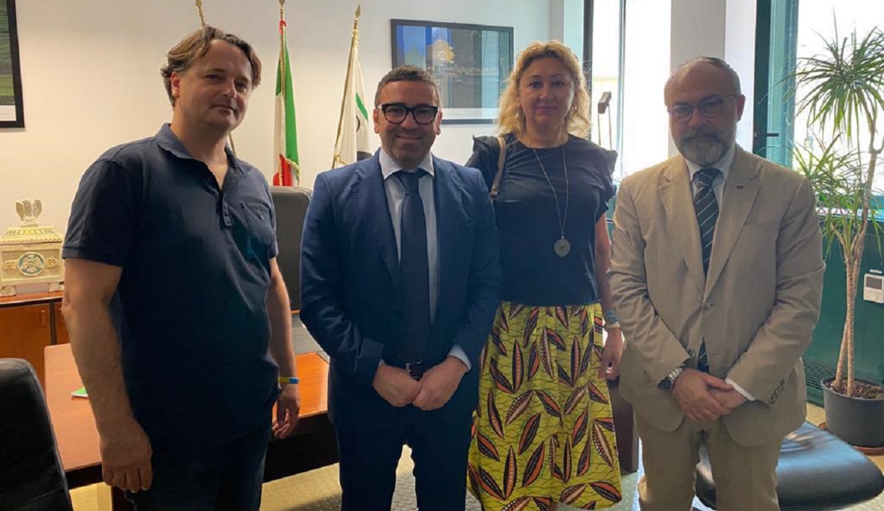 L'associazione Insieme per Ucraina incontra le istituzioni regionali. Da sinistra: Andriy Podolskyy, Nicola Baiocchi, Elena Tymchenko e Massimo Bello