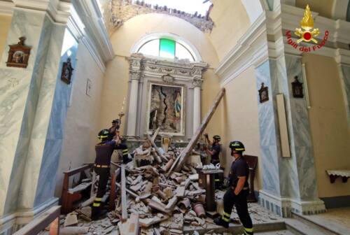 Sassoferrato, crollo parziale della volta altare laterale della chiesa di Santa Maria delle Spinelle di Cabernardi