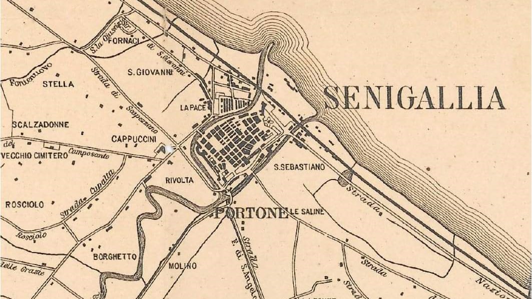 Una mappa di fine '800 dell'antica città di Senigallia